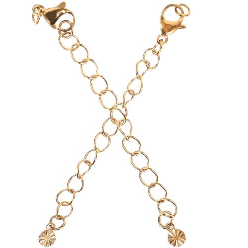 PartyKindom 2Stücke Kettenverlängerungen DIY Schmuckherstellung Zubehör für und Armbänder Hochglanzpolierte Verlängerungsketten Einfach zu Befestigen von PartyKindom