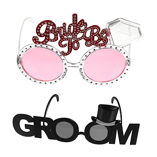 PartyKindom 2stücke Hochzeitsbrille Für Junggesellenabschied Lustige Brille Für Braut Und Bräutigam Foto-requisiten Für Feierlichkeiten Leicht Und Bequem Zu Tragen von PartyKindom