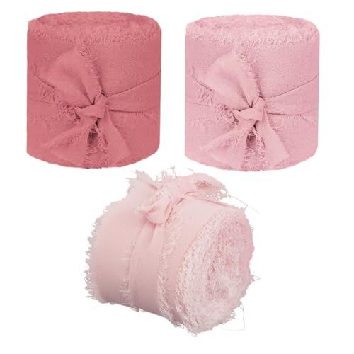 PartyKindom 3 Rollen Breit Chiffonband mit Fransen Breit und Zart für Hochzeitseinladungen Brautsträuße Geschenkverpackungen DIY Blumendekorationen und Eventdekoration Rosatönen PartyKindom 3 Rollen Breit Chiffonband mit Fransen Breit und Zart für Hochzeitseinladungen Brautsträuße Geschenkverpackungen DIY Blumendekorationen und Eventdekoration Rosatönen von PartyKindom