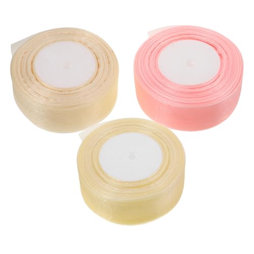 PartyKindom 3 Rollen Transparente Chiffon Bänder Yards für Geschenkverpackung Blumenarrangements und Hochzeitsdekorationen für Diy Bastelprojekte und Geburtstagsgeschenke von PartyKindom