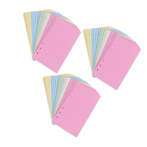 PartyKindom 3 Sätze Nachfüllpapier Liniertes Buntes Loose leaf Papier Gelocht Wiederverwendbare Einlagen für Ringbücher Schreib Notizpapier für Schule und Büro von PartyKindom