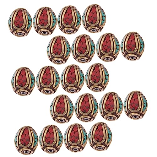 PartyKindom 3 Sätze Nepalese Handmade Buddha Beads Messing Mit Türkis Spacer Perlen Für Diy Schmuckherstellung Religiöse Aktivitäten Und Dekoration 20 Stück * 3 von PartyKindom