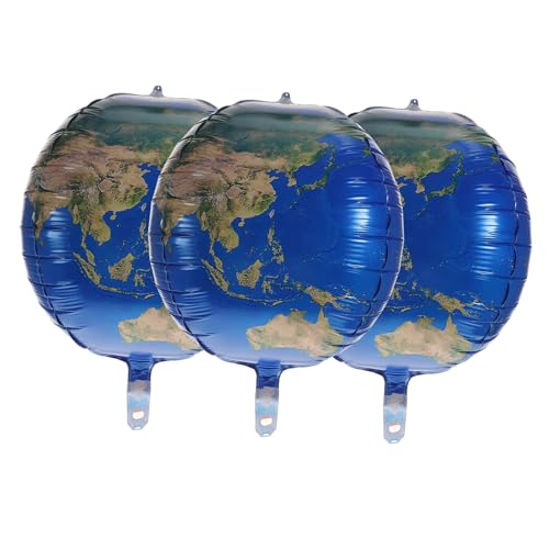 PartyKindom 3 Stück Ballförmige Aluminiumfolie Luftballons in Erdkugel Design Selbstdichtend Vielseitig für Kindergeburtstag Hochzeits Wanddeko und Partyveranstaltungen von PartyKindom