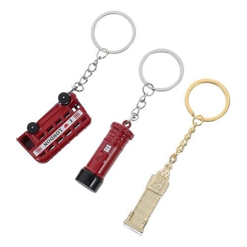 PartyKindom 3 Stück Big Ben Schlüsselanhänger Taschenanhänger Schlüsselanhänger Im Britischen Stil England-partydekorationen Postfach Schlüsselanhänger Bus-schlüsselanhänger Zinklegierung von PartyKindom