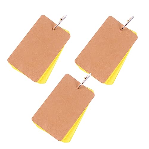 PartyKindom 3 Stück Blanko Notizblöcke mit Ringbindung Tragbare Memo Pads für Schule und Büro Gelb Kreative Notizblätter für Notizen und Lesezeichen von PartyKindom