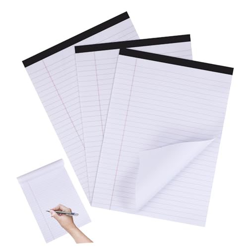 PartyKindom 3 Stück College Ruled Legal Pads: Linierte Schreibblöcke (28,4 X 21,8 Cm) – A4-studentenbedarf Für Zuhause, Schule, Büro Und Geschäft, 30 Blatt/bücher von PartyKindom