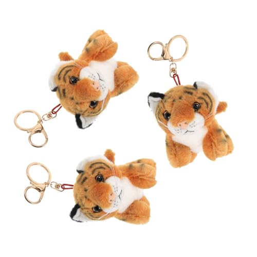 PartyKindom 3 Stück Plüsch Tiger Schlüsselanhänger und Langlebig Niedlicher Tierbeutelanhänger für Geburtstagsparty Jungle Motto als und Taschen Deko Geeignet von PartyKindom