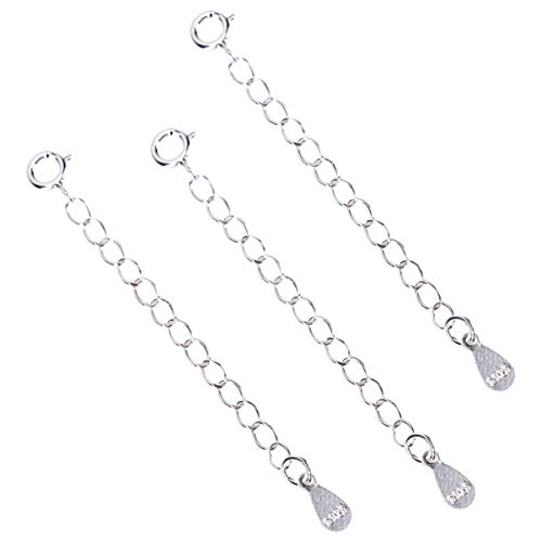PartyKindom 3 Stück Silber Kettenverlängerung für Armbänder und Einstellbare DIY Schmuckkette mit Karabinerverschluss und Wasserfall Anhänger für Silberne Schmuckprojekte von PartyKindom