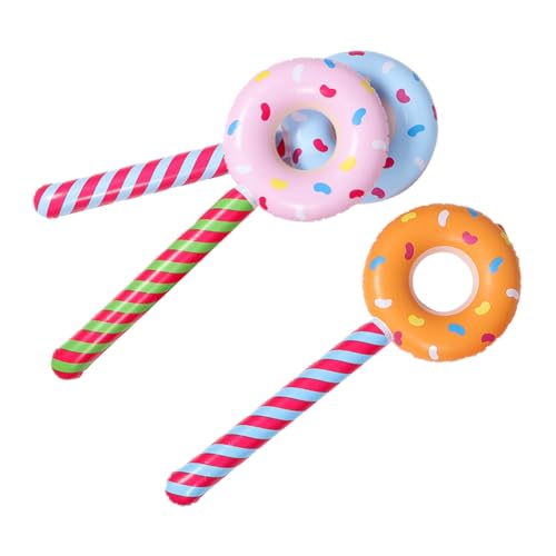 PartyKindom 3 Stück Teiliges Aufblasbares Donut und Lollipop aus Farbigem PVC Bunte Partydeko und Partygeschenke für Kindergeburtstag Einfache Handhabung Lebendige Farben Süßes Design für von PartyKindom