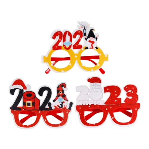 PartyKindom 3 Stück Teiliges Neujahrsbrillen aus Filz für Erwachsene Partydekoration Foto Requisiten Lustige Sonnenbrillen für Silvester Geburtstag Hochzeit von PartyKindom