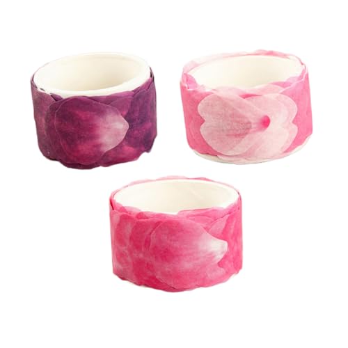 PartyKindom 3 Stück Teiliges Petal Washi Masking Tape Selbstklebend Zarte Blütenblätter Dekoratives Klebeband für Scrapbooking DIY Tagebuch Basteln in Weinrot Rosa und Violett von PartyKindom