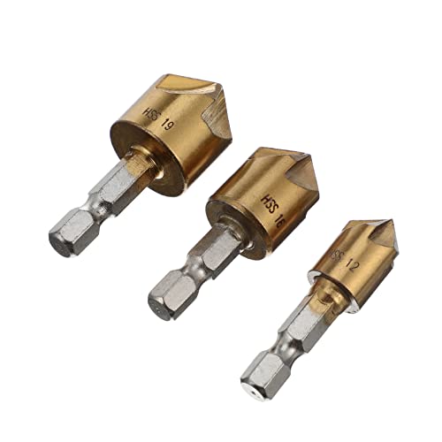 PartyKindom 3 Stück Teiliges Set Flutiger Kegelsenker Stahl Professionelles Bohrwerkzeug für Metallbearbeitung Geeignet für Eisenplatten von PartyKindom