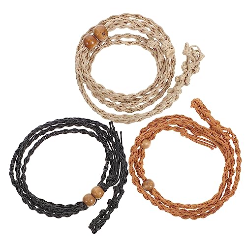 PartyKindom 3 Stück Teiliges Verstellbare Kristallhalter Halsketten mit Leerem Steinhalter Geflochtene Schmuckkordel in Schwarz Dunkelbraun und Beige für Damen Langlebig und Vielseitig von PartyKindom