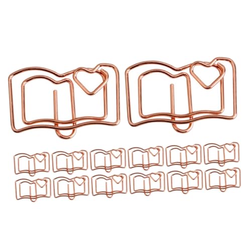 PartyKindom 30 Stück Roségoldene Buch Form Büroklammern Vielseitige Papierclips für Dokumente Notizen DIY Projekte Fotos und für Büro und Zuhause von PartyKindom