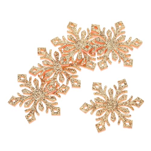 PartyKindom 30 Stück Schneeflockenhaarnadelmaterial Schneeflocke Gestickt Weihnachtsspangen Haarklammern Schneeflockendekorationen Kleidung Stickerei Dekorativ Klein Party Golden Goldpudertuch von PartyKindom