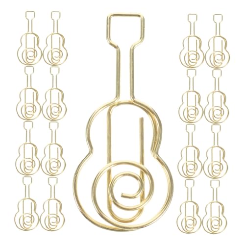 PartyKindom 30 Stück Teiliges Gitarren Büroklammern aus Langlebigem Metall Einzigartige Musik Lesezeichen Clips Goldfarbene Papierklammern für Buchmarkierungen und Seitenhalter für Büro und von PartyKindom