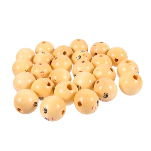 PartyKindom 30 Stück Teiliges Natürliche Holzperlen mit Lachendem Gesicht Runde Holzkugeln zum Auffädeln Langlebige Holz Spacer Beads für DIY Schmuckherstellung und Bastelarbeiten von PartyKindom