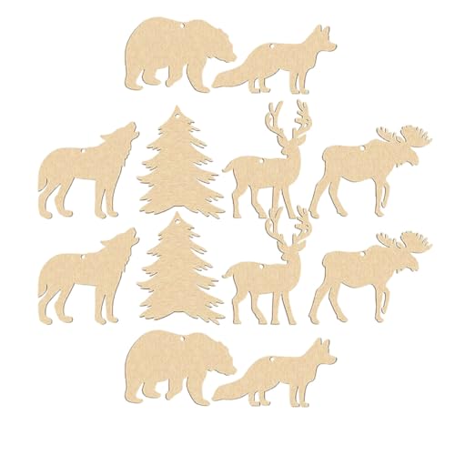 PartyKindom 30 Stück Teiliges Unvollendete Holz Tierfiguren für DIY Projekte Blanko Holzscheiben zum Basteln für Erwachsene Sicher und Langlebig Kreative Gestaltungsmöglichkeiten von PartyKindom