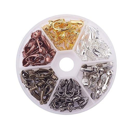 PartyKindom 36 Stück Teiliges Clip Ohrring aus Langlebigem Bronze Bunte DIY Ohrschmuck Converter für Durchbohrte Ohren Aufbewahrungsbox für Vielseitige Schmuckgestaltung von PartyKindom