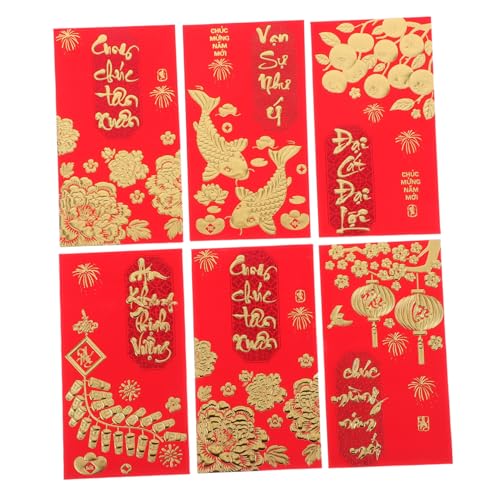 PartyKindom 36 Stück Teiliges Vietnam Rote Umschläge Jahr Des Pferdes Lunar Year Envelopes mit Metallischem Detail für Geldgeschenke und Wünsche Authentisches Design für Familie und Geschäft von PartyKindom