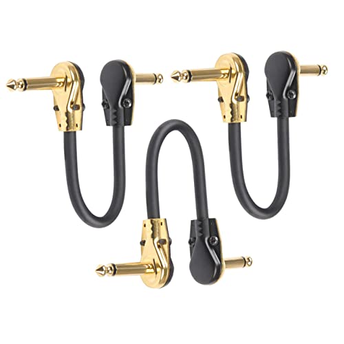 PartyKindom 3Stücke Flache Gitarren Patchkabel Goldstecker Professionelles Gitarren Audiokabel für Effekte Bass Mixer und Musikinstrumente von PartyKindom