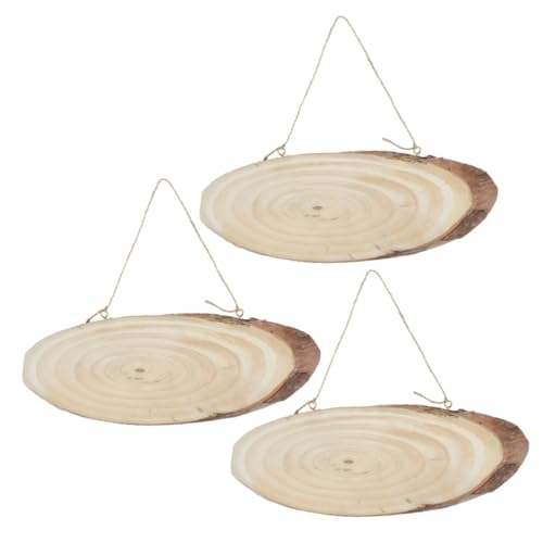 PartyKindom 3Stücke Ovale Holzschilder Kiefernholz DIY Tag mit Juteseil Rustikale Holzscheiben für Hochzeitsdekoration Bastelarbeiten und Wandkunst ca von PartyKindom