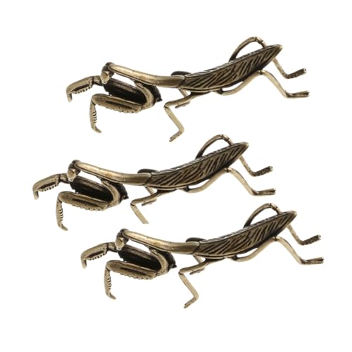 PartyKindom 3stücke Messing Mantis Figur Retro Stil Gottesanbeterin Statue Ornament Schreibtisch Dekoration Insekt Tier Skulptur Vintage Tabletop Деко von PartyKindom