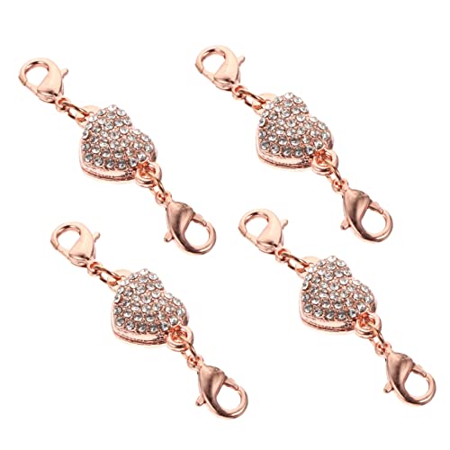 PartyKindom 4 STÜCKE Teiliges Schmuckverlängerungsset Herzform mit Strass DIY Halsketten und Armbandverlängerung in Roségold Einfacher Schmuckverschluss für Ketten und Armbänder für von PartyKindom