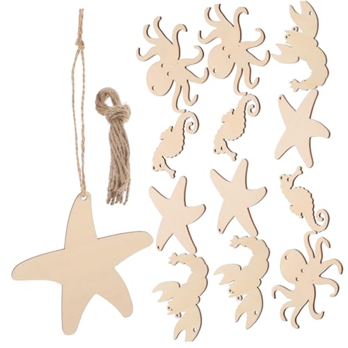 PartyKindom 4 Sätze DIY Holzscheiben Set Pack Maritimer Holzschnitt für Kreative Bastelprojekte Unbemalte Holzfiguren für Unterwasser Themen Dekorationen und pro Set mit Schnur PartyKindom 4 Sätze DIY Holzscheiben Set Pack Maritimer Holzschnitt für Kreative Bastelprojekte Unbemalte Holzfiguren für Unterwasser Themen Dekorationen und pro Set mit Schnur von PartyKindom