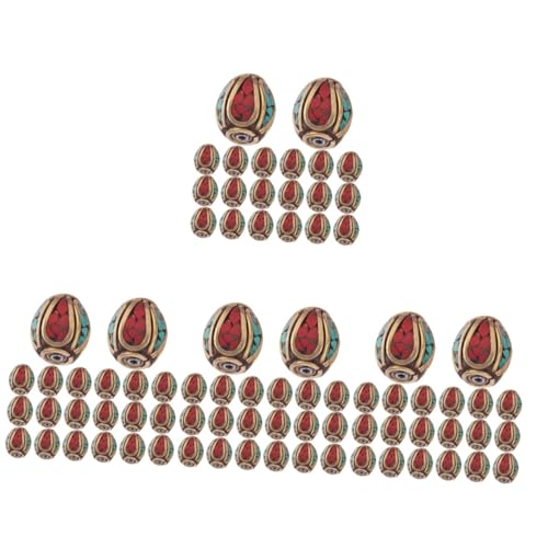 PartyKindom 4 Sätze Nepal Brass Spacer Beads Handgefertigte Buddha Perlen Mit Türkis Einlagen Für Diy Schmuck Für Bastelprojekte Und Buddhistische Schmuckherstellung 20 Stück * 4 von PartyKindom