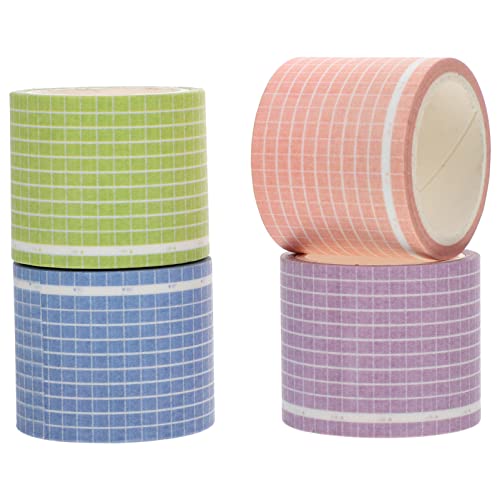 PartyKindom 4 Stück Dekorative Washi Tapes Selbstklebende Klebebänder für DIY Scrapbooking und Journaling Karierte Designs Farbe Zufällig Leicht und Einfach zu Verwenden Zufällige Farbe von PartyKindom