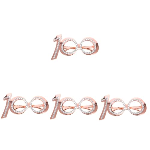 PartyKindom 4 Stück Geburtstagsbrille Erwachsene LED retro Spaßbrille für Party leuchtbrillen lustige schnapsgläser sonnenbrillen Urlaubsparty-Brille Partyzubehör Plastik Rose Gold von PartyKindom