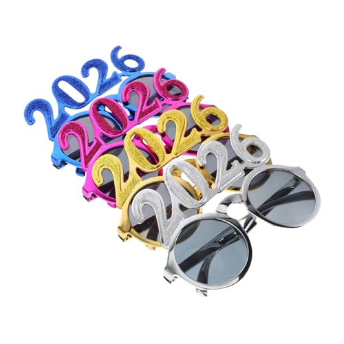PartyKindom 4 Stück Glitzernde Zahlenbrillen für Silvesterfeiern Abschlussfeier und Partys Lustige Fotorequisiten Gold Silber Blau von PartyKindom