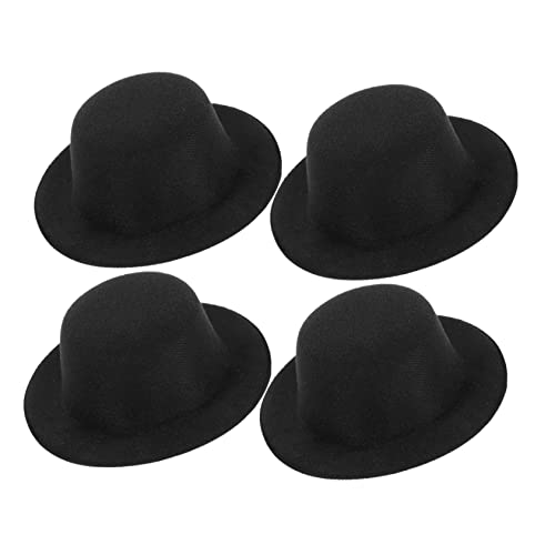 PartyKindom 4 Stück Handgefertigter Zylinder-Embryo Stoff Party Klein Spitze Miniatur-puppenhüte Mini-puppenhüte Dekorationszubehör Für Puppenkleidung Puppenhut- Gezogenes Tuch Schwarz von PartyKindom