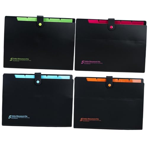 PartyKindom 4 Stück Handliche Fächermappen aus Robustem Material mit Mehreren Taschen Tragbare Dokumentenmappe für Büro Schule und Zuhause zum Organisieren von Wichtigen Papieren und Belegen von PartyKindom