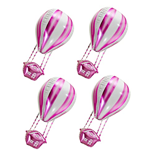 PartyKindom 4 Stück Heißluftballon Dekoration Heißluftballon Rosa Heißluftballon Folienballon Hochzeitsdekor Verdrehen Dekorationen Party Heißluftballon in 4d-farbe Erste Junge Aluminiumfolie von PartyKindom