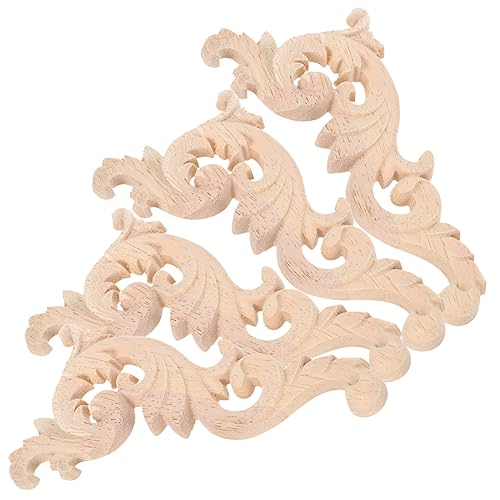 PartyKindom 4 Stück Holz Applikationen Dekorative Geschnitzte Ornamente für Möbel Türen Wände DIY Holzverzierungen für Schlafzimmer Wohnzimmer und Esszimmer von PartyKindom