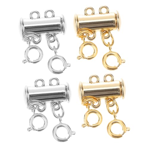 PartyKindom 4 Stück Magnetischer Multi Layer Halskettenverbinder Teiliges Kupfer Doppelte Reihen Verschluss Einfach zu Öffnen Leicht Flecken für DIY Schmuckherstellung Armbänder und von PartyKindom