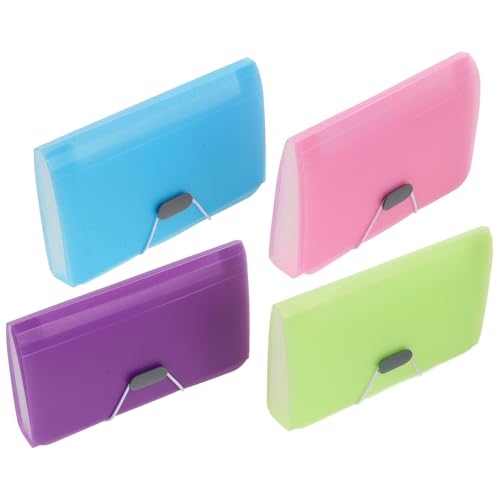 PartyKindom 4 Stück Mini Fächermappe Teilig Tragbarer Dokumentenorganizer aus Langlebigem für Quittungen Karten und Papiere Bunten Farben Grün Blau Rosa von PartyKindom