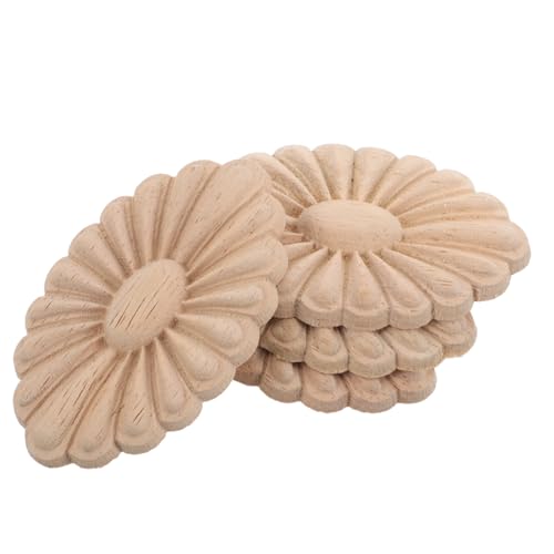PartyKindom 4 Stück Naturbelassene Holzblumen Ornamente Geschnitzte Applikationen für Kommode Bett Tür Möbeldekoration Diy Leicht Anzubringen Robust und Vielseitig von PartyKindom