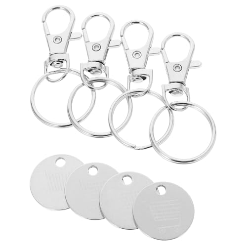 PartyKindom 4 Stück Schlüsselanhänger mit Einkaufswagenchip Langlebiger Trolley Token Schlüsselhalter Vielseitig als Einkaufswagen Entferner und Münzhalter für Supermarktwagen von PartyKindom