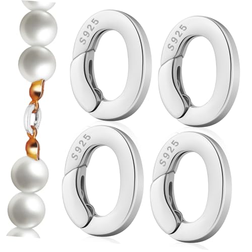 PartyKindom 4 Stück Schmuckschnalle Halskettenclip Karabiner Halskette Verstärker Schließe Verkürzen Oval Klein Kettenverkürzer Halskette Mit Karabinerverschluss Dünn Silber- Silver PartyKindom 4 Stück Schmuckschnalle Halskettenclip Karabiner Halskette Verstärker Schließe Verkürzen Oval Klein Kettenverkürzer Halskette Mit Karabinerverschluss Dünn Silber- Silver von PartyKindom