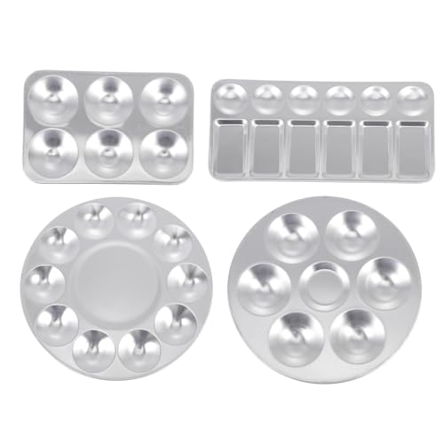 PartyKindom 4 Stück Teiliges Aluminium Farbmischset mit Runden und Rechteckigen Paletten Leicht zu Reinigen für Acrylfarben und Aquarell für Studenten Künstler und Hobbyanwender PartyKindom 4 Stück Teiliges Aluminium Farbmischset mit Runden und Rechteckigen Paletten Leicht zu Reinigen für Acrylfarben und Aquarell für Studenten Künstler und Hobbyanwender von PartyKindom