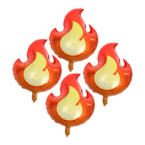 PartyKindom 4 Stück Teiliges Aluminiumfolie Flammenförmige Party Luftballons Geburtstagsdeko für Jungen Leckagebeständig Schnelle Inflation für Feuerwehr Themenfeiern von PartyKindom