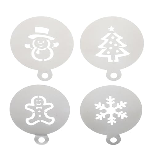 PartyKindom 4 Stück Teiliges Backschablonen Weihnachtsmotive für Kaffee Kuchen Cupcakes Wiederverwendbare Tortendekore Zuckerspray Vorlagen Kakaopulver Schablonen für Festliche Backideen PartyKindom 4 Stück Teiliges Backschablonen Weihnachtsmotive für Kaffee Kuchen Cupcakes Wiederverwendbare Tortendekore Zuckerspray Vorlagen Kakaopulver Schablonen für Festliche Backideen von PartyKindom