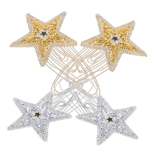 PartyKindom 4 Stück Teiliges Dekorative Stern patches mit Strass und Quasten Bügelbare und Strapazierfähige Stoffflicken für Kleidung Jacken DIY Hüte Vielseitige Ersatz flicken für Textilien von PartyKindom