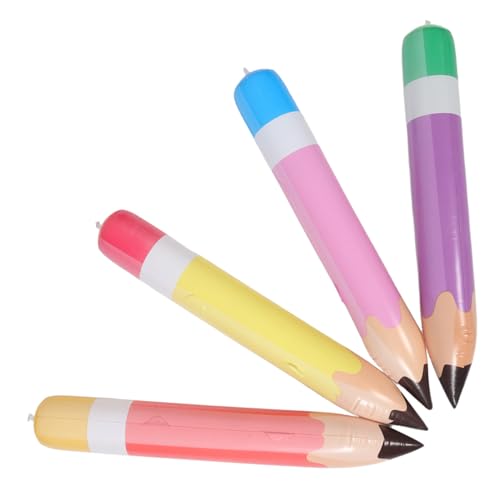 PartyKindom 4 Stück Teiliges Jumbo PVC Aufblasbares Bleistift- Riesige Schul-ballon-dekorationen für Klassenraum Einschulungs Abschlussfeier Bunte Lernspielzeug-ballons in Gelb Rot Violett von PartyKindom