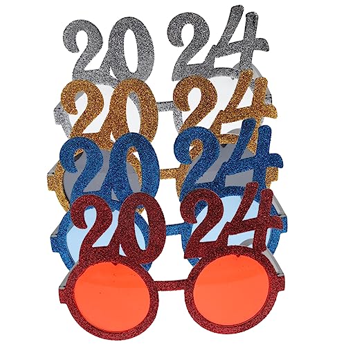 PartyKindom 4 Stück Teiliges Nummerbrillen für Silvester Lustige Partybrillen mit Neujahrsdesign Leicht und Unisex für Festivals und Familienfeiern Zufällige Farbe Zufällige Farbe von PartyKindom