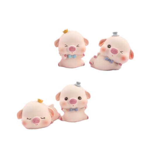 PartyKindom 4 Stück Teiliges Resin Schwein Kuchen Dekoration Niedliche Pig Figuren für Geburtstagstorte Miniatur Tortendeko Detailreiche Kompakte Party Accessoires von PartyKindom