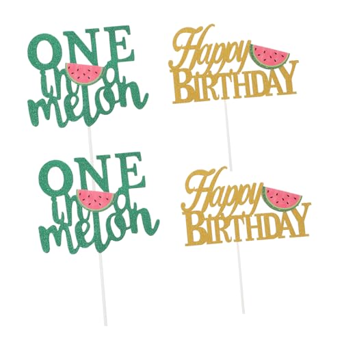PartyKindom 4 Stück Teiliges Wassermelonen Cake Topper Party Kuchen Dekoration Geburtstagsdeko Papierstark für Shower Geburtstag Geeignet von PartyKindom